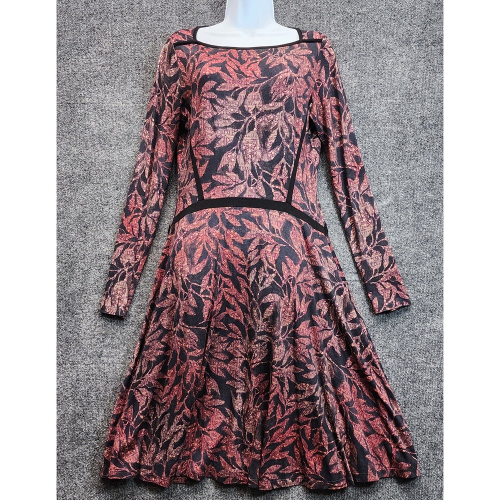 Peruvian Connection Womens Floral Fit Flare Boho Romantic Jersey Dress Size S